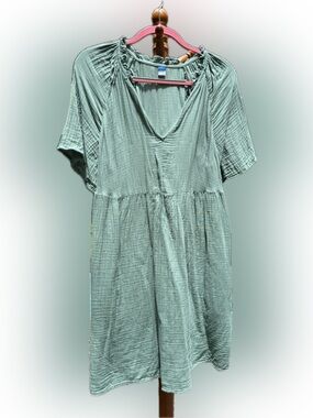 Old Navy Sage Green Short Sleeve Babydoll Dress